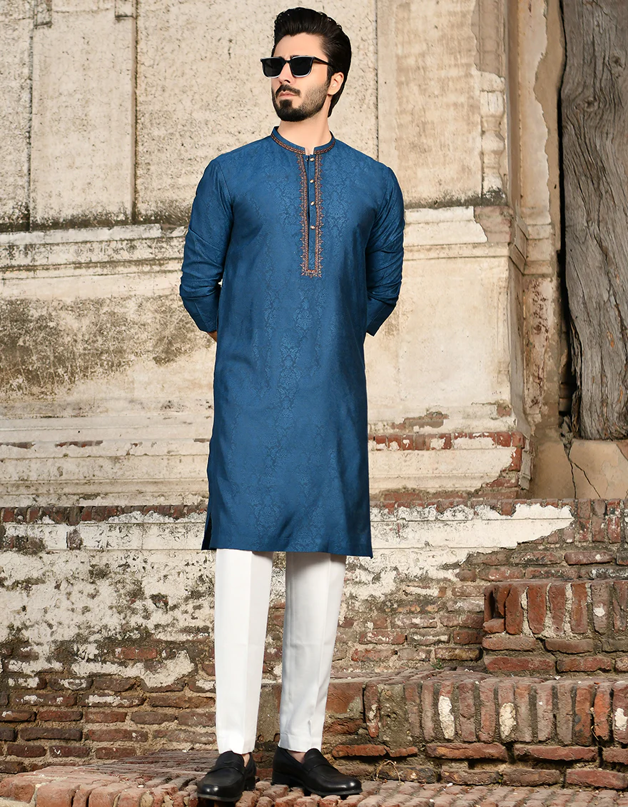 TEAL KURTA | JJK-SP-US-44203/A23/JJ8650-FL - Image 4