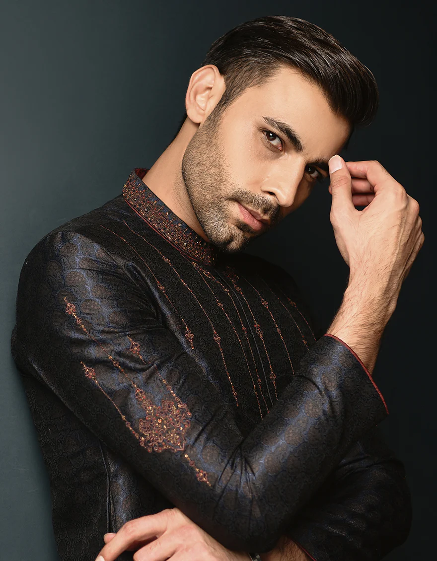 DARK BLUE BLENDED KURTA | JJK-SP-US-45004/S23/JJ8848-FL - Image 4