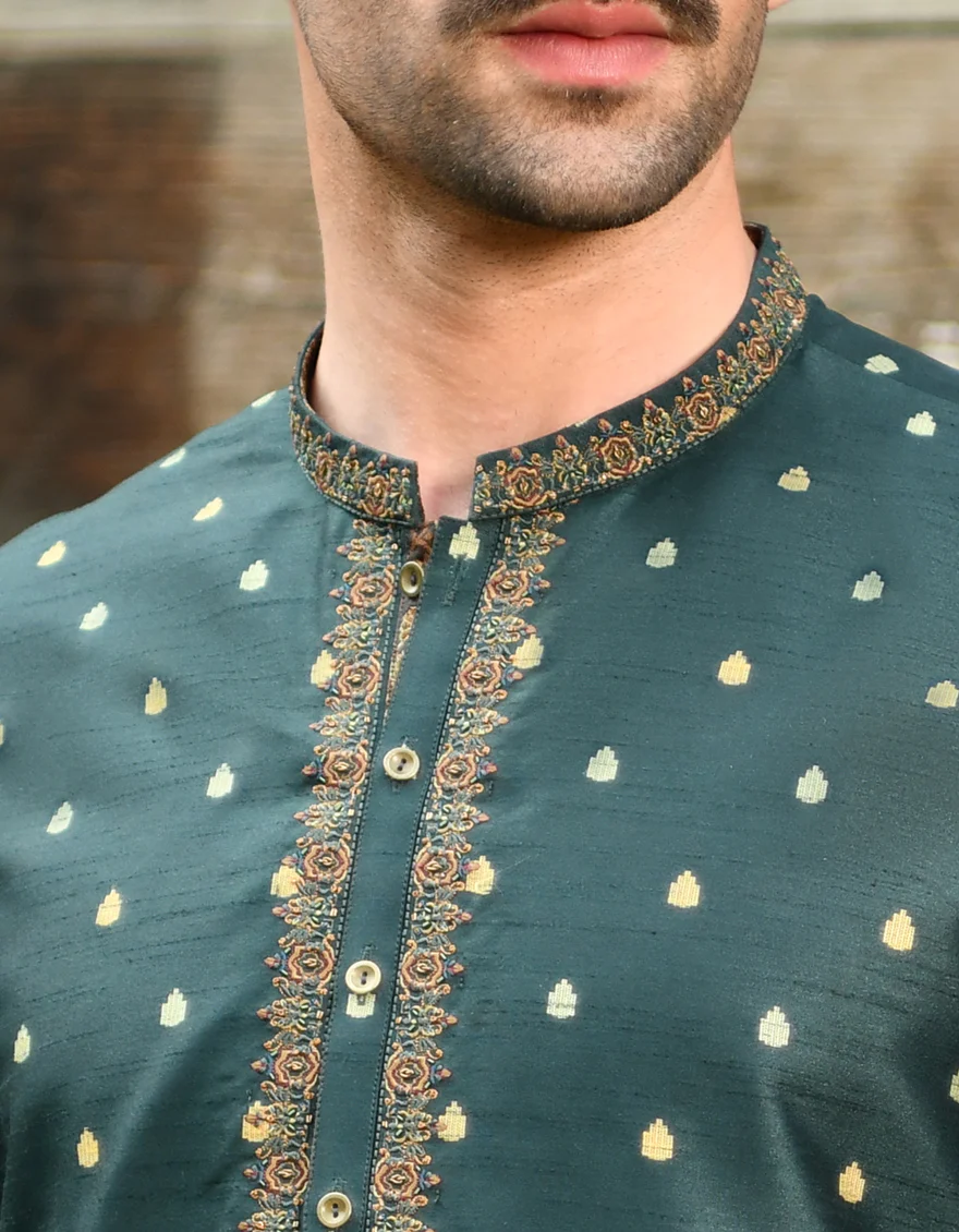 GREEN KURTA | JJK-SP-US-45080/A22/JJ8503-FL - Image 2