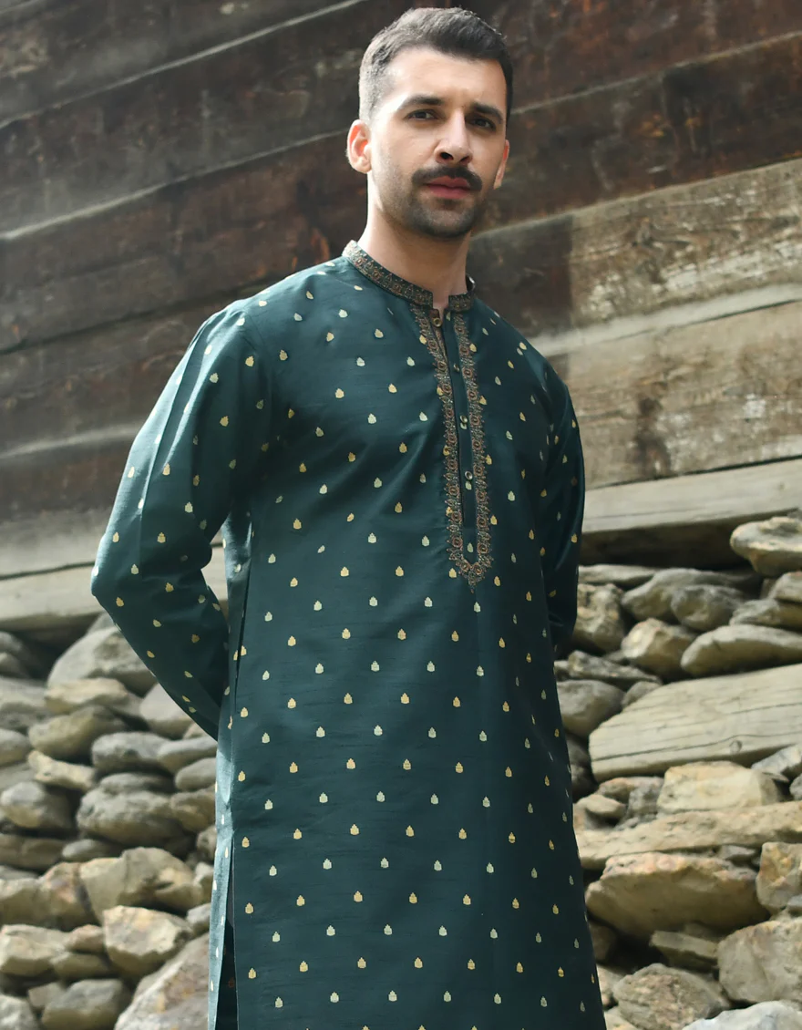 GREEN KURTA | JJK-SP-US-45080/A22/JJ8503-FL - Image 3