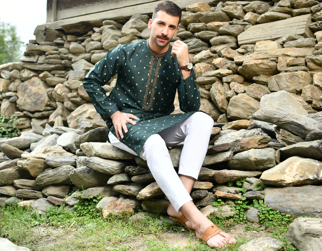 GREEN KURTA | JJK-SP-US-45080/A22/JJ8503-FL - Image 4