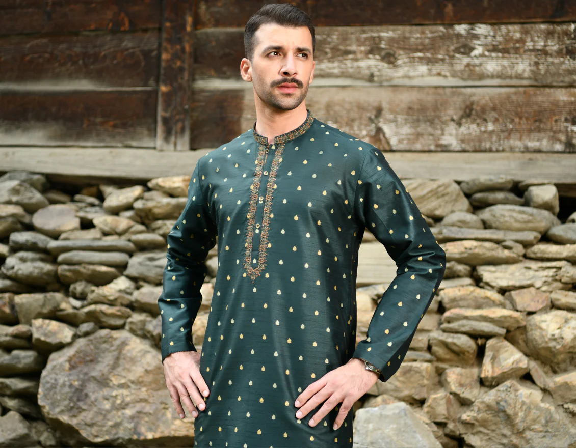 GREEN KURTA | JJK-SP-US-45080/A22/JJ8503-FL - Image 5