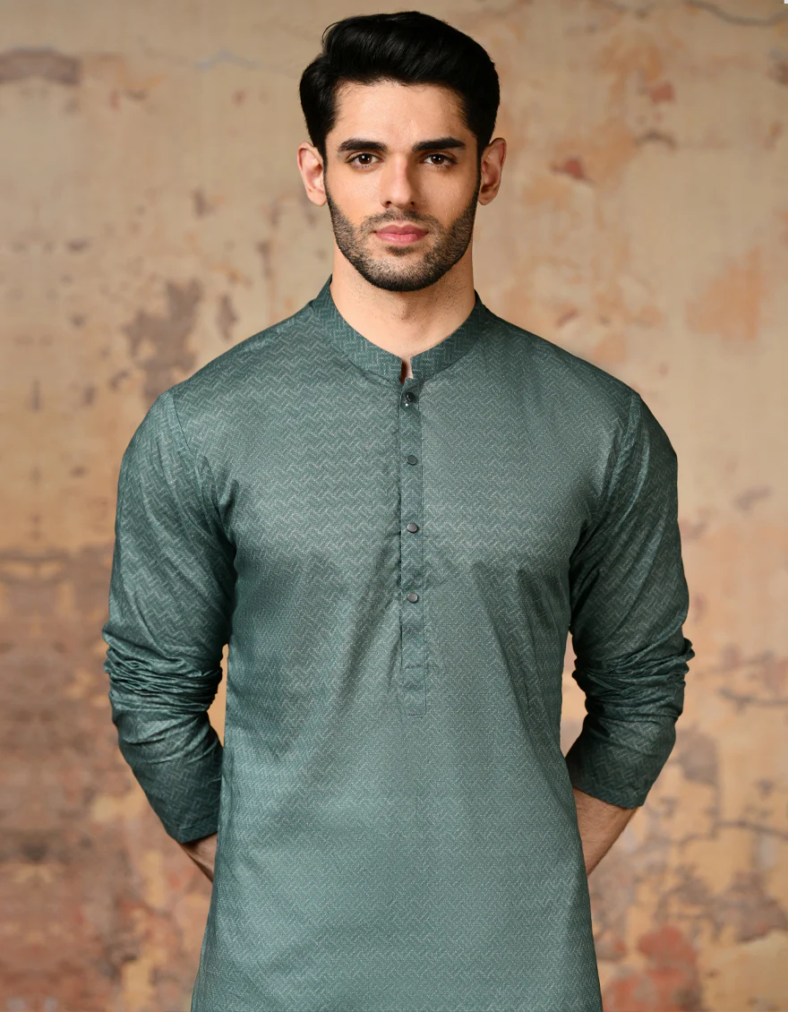 GREEN KURTA | JJK-US-24-32877 - Image 3