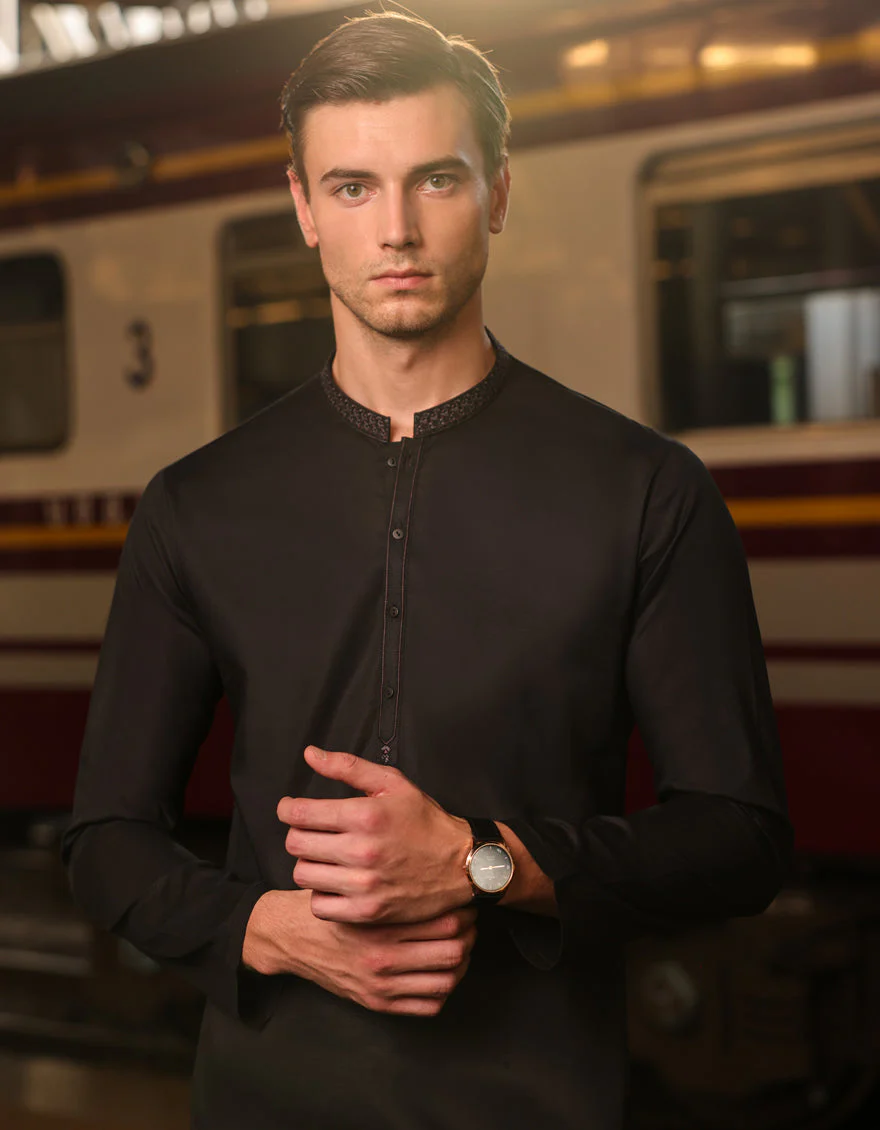 BLACK KURTA | JJK-US-24-37807 - Image 3