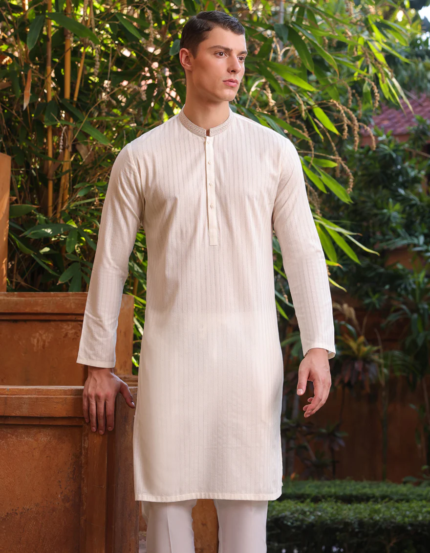 CREAM KURTA | JJK-US-24-47105 - Image 3