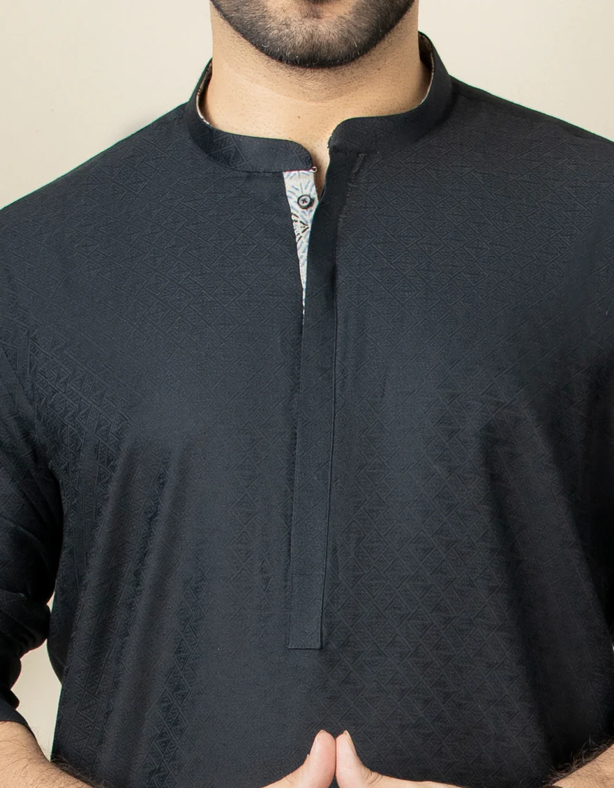 BLACK COTTON KURTA | JJK-US-40303/A22/DMR12163-PN - Image 2