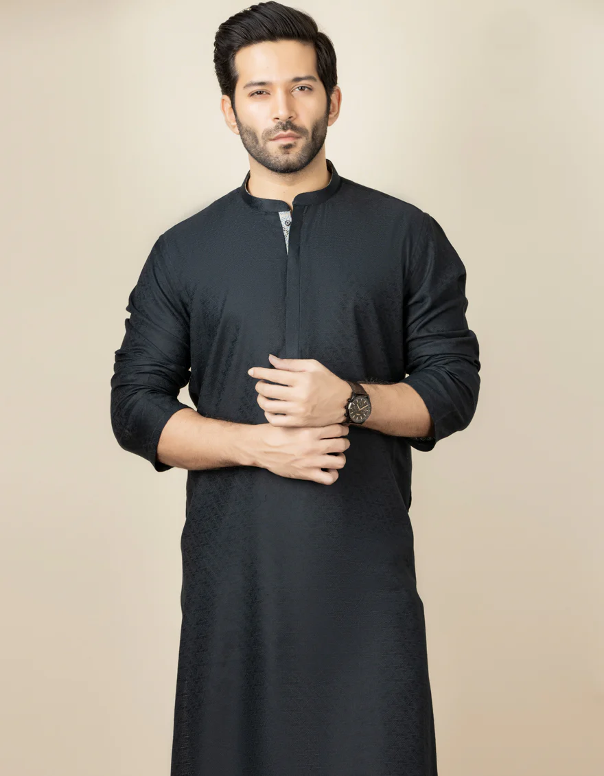 BLACK COTTON KURTA | JJK-US-40303/A22/DMR12163-PN - Image 3