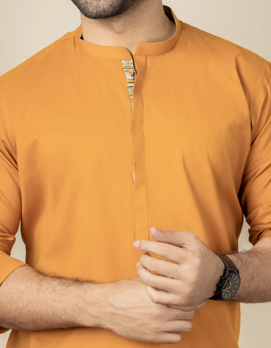 MUSTARD COTTON KURTA | JJK-US-40305/A22/JJ6832-PN - Image 2
