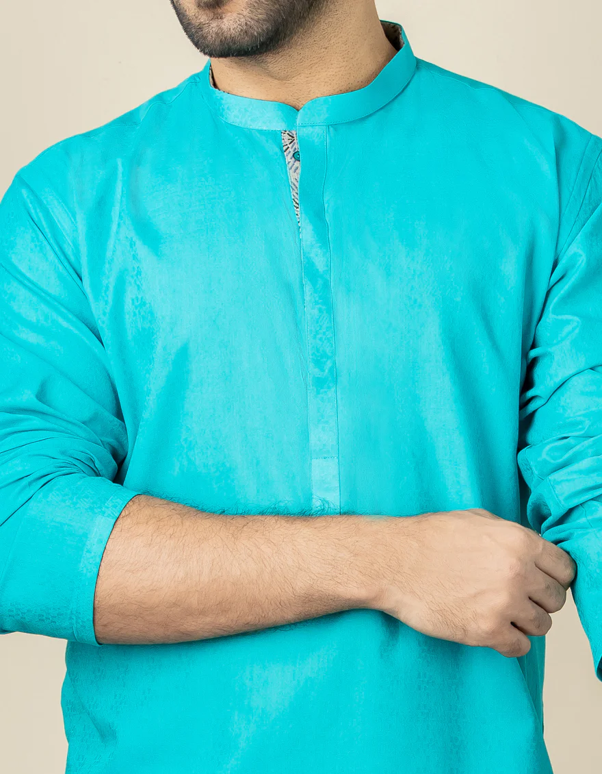 SKY BLUE COTTON KURTA | JJK-US-40308/A22/JJ6983-PN - Image 2