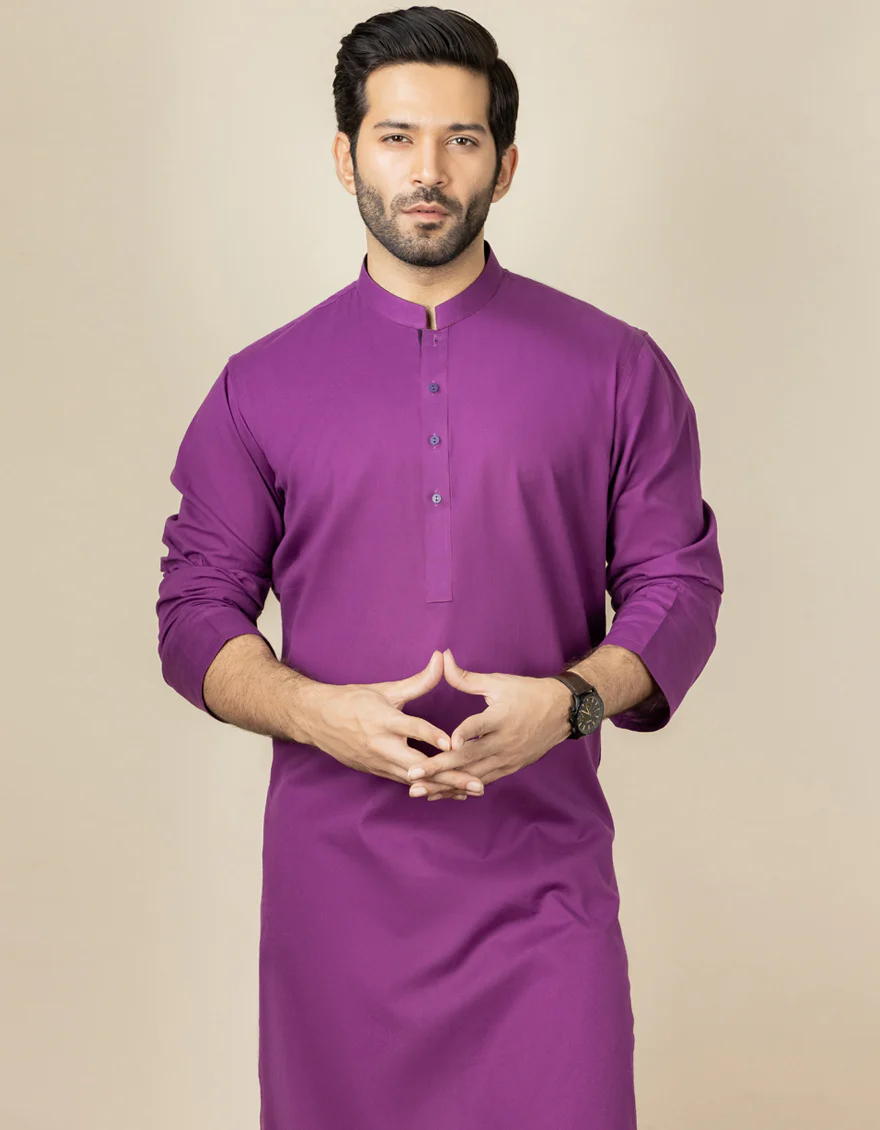 PURPLE COTTON KURTA | JJK-US-40309/A22/JJ6870-PN - Image 3