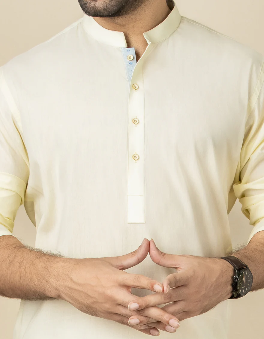 LIGHT LEMON COTTON KURTA | JJK-US-40311/A22/JJ6832-PN - Image 2