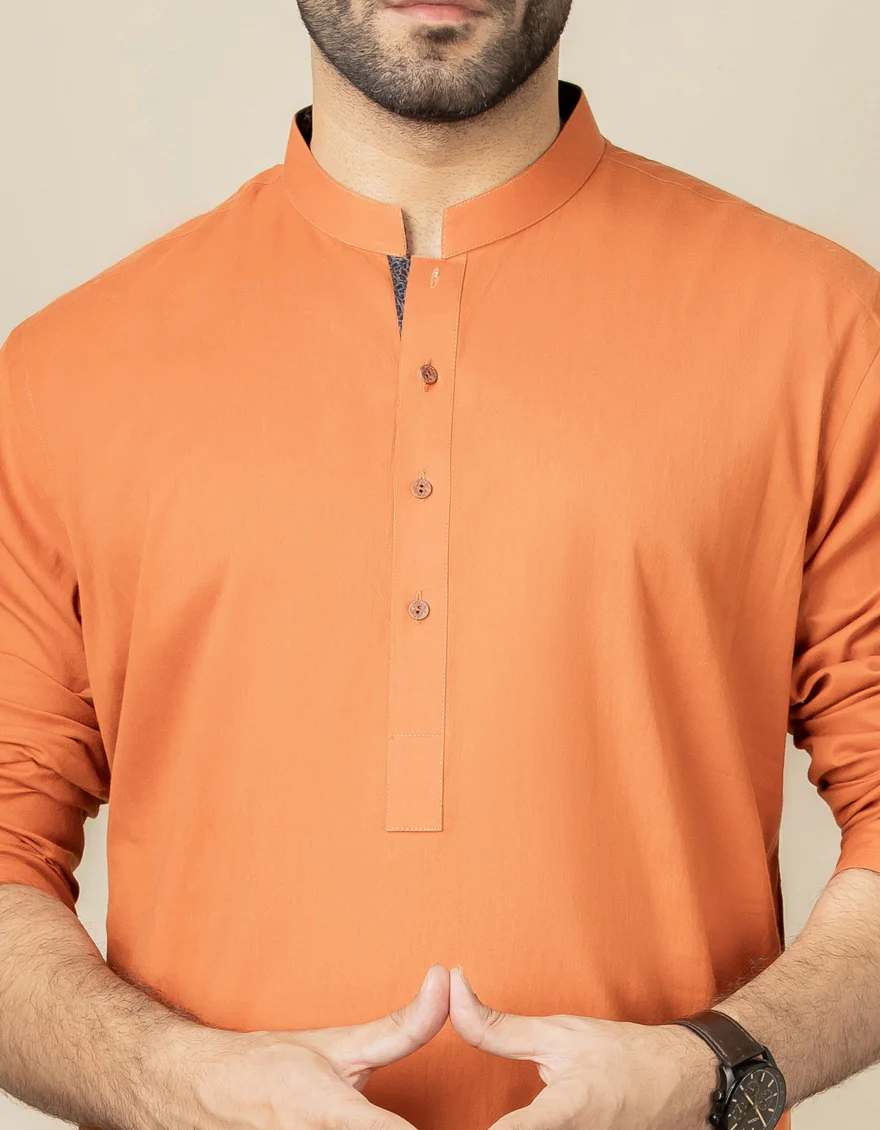 DULL ORANGE COTTON KURTA | JJK-US-40313/A22/JJ6870-PN - Image 2
