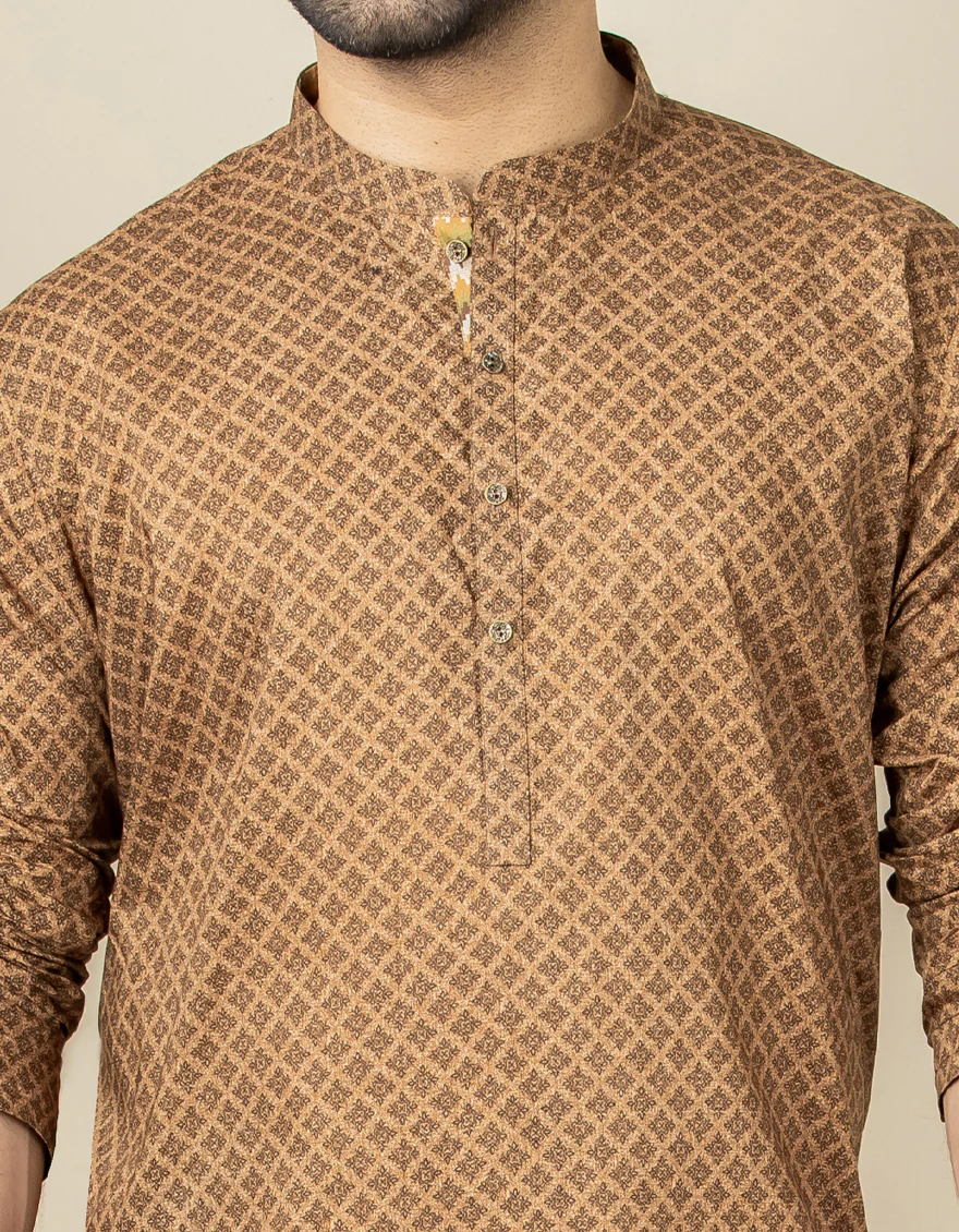 LIGHT BROWN COTTON KURTA | JJK-US-40314/A22/JJ6837-PN - Image 2