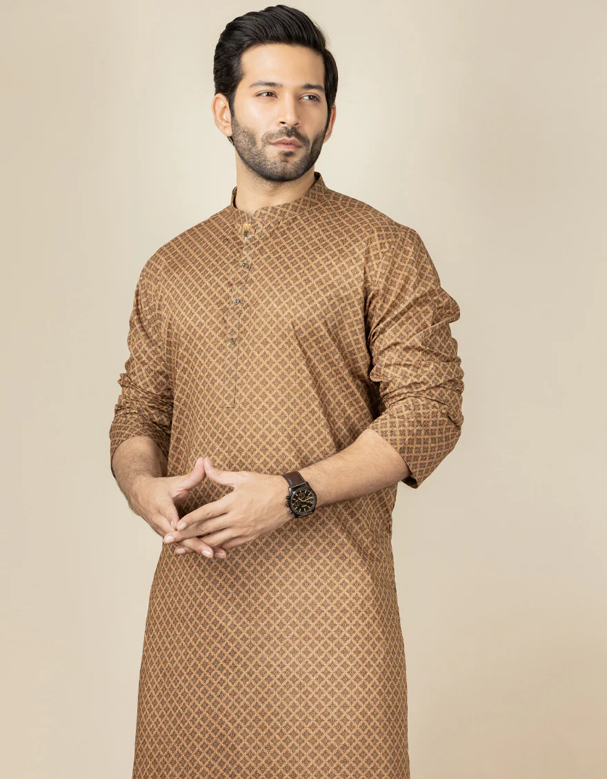 LIGHT BROWN COTTON KURTA | JJK-US-40314/A22/JJ6837-PN - Image 3