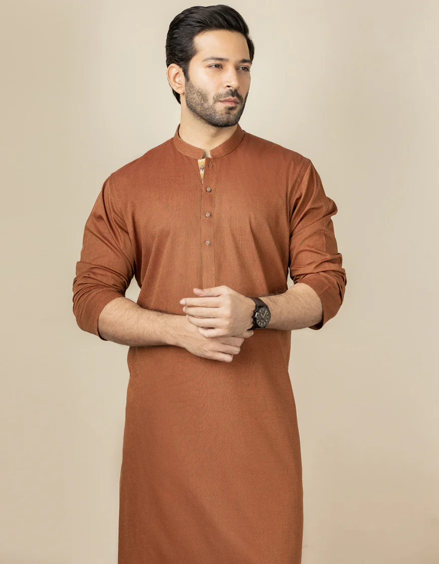 RUST BROWN BLENDED KURTA | JJK-US-40316/A22/JJ6688-PN - Image 3