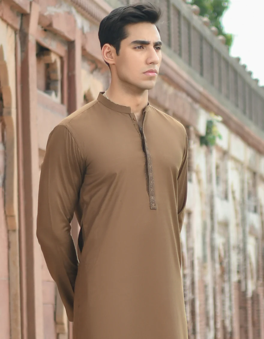 BROWN BLENDED KURTA | JJK-US-43138/A22/JJ8269-SF - Image 3