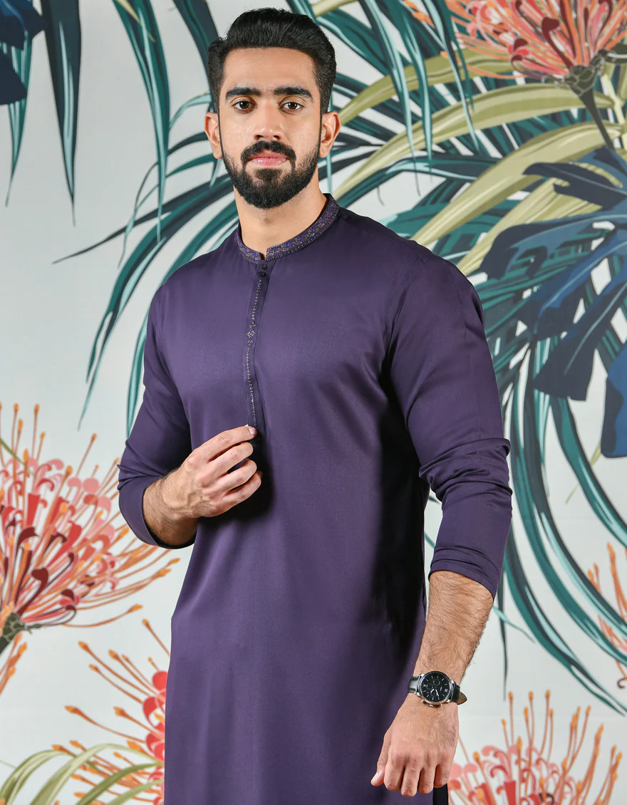 PURPLE BLENDED KURTA | JJK-US-43141/S22/JJ8161-SF - Image 3