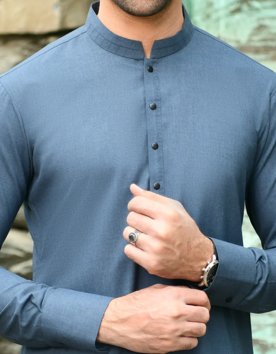 BLUE BLENDED KURTA | JJK-US-43184/A22/JJ8694-CL - Image 2