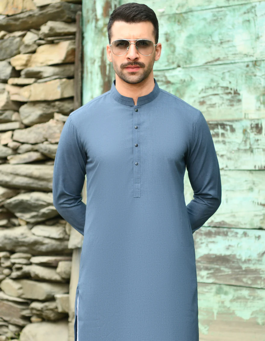 BLUE BLENDED KURTA | JJK-US-43184/A22/JJ8694-CL - Image 3