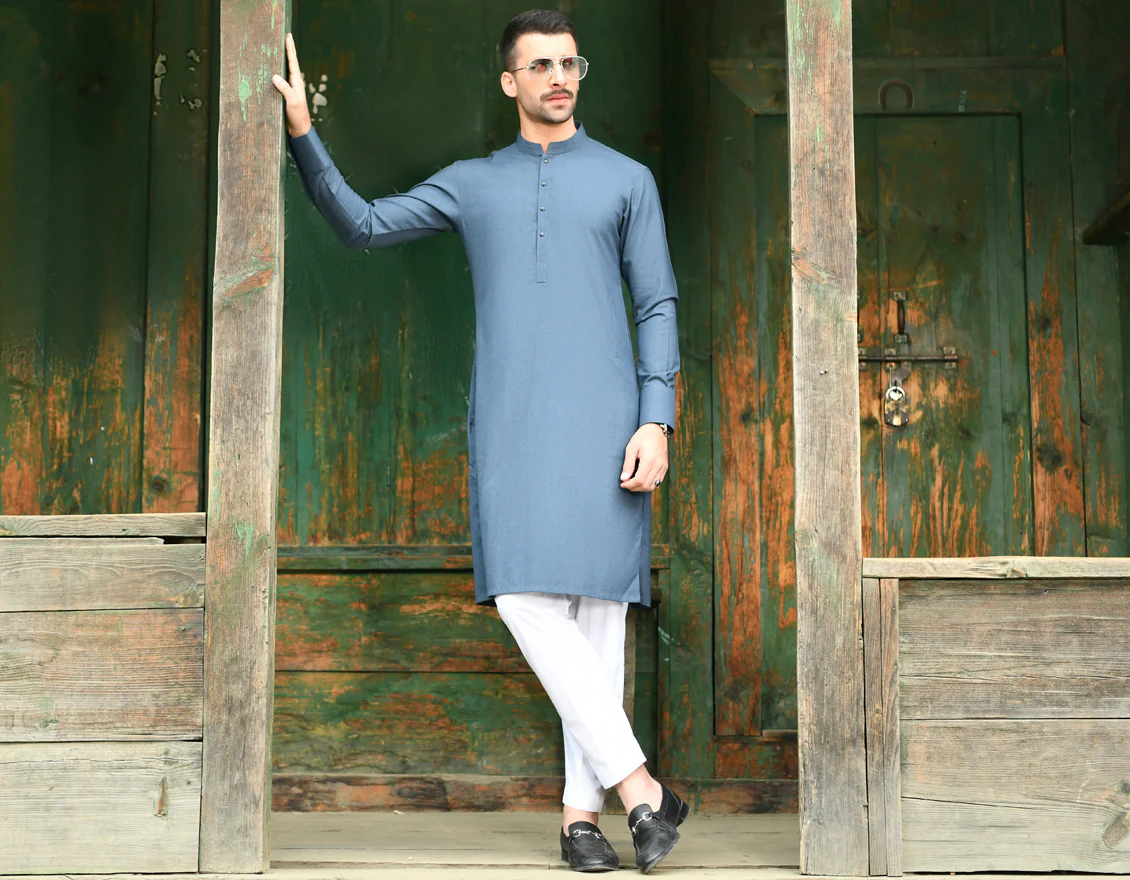 BLUE BLENDED KURTA | JJK-US-43184/A22/JJ8694-CL - Image 6