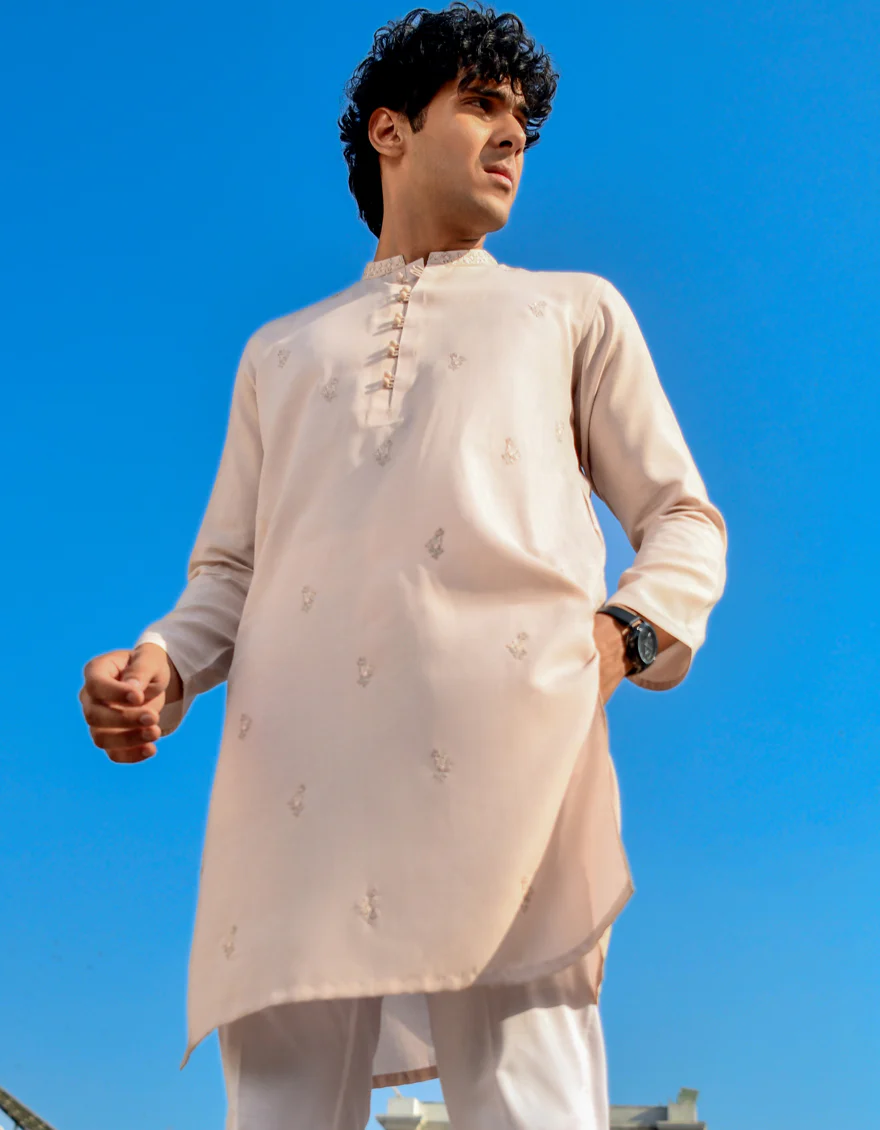 BEIGE BLENDED KURTA | JJK-US-43216/A23/JJ8832-SF - Image 3