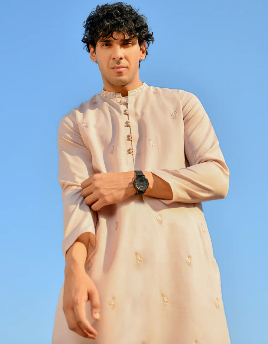 BEIGE BLENDED KURTA | JJK-US-43216/A23/JJ8832-SF - Image 4