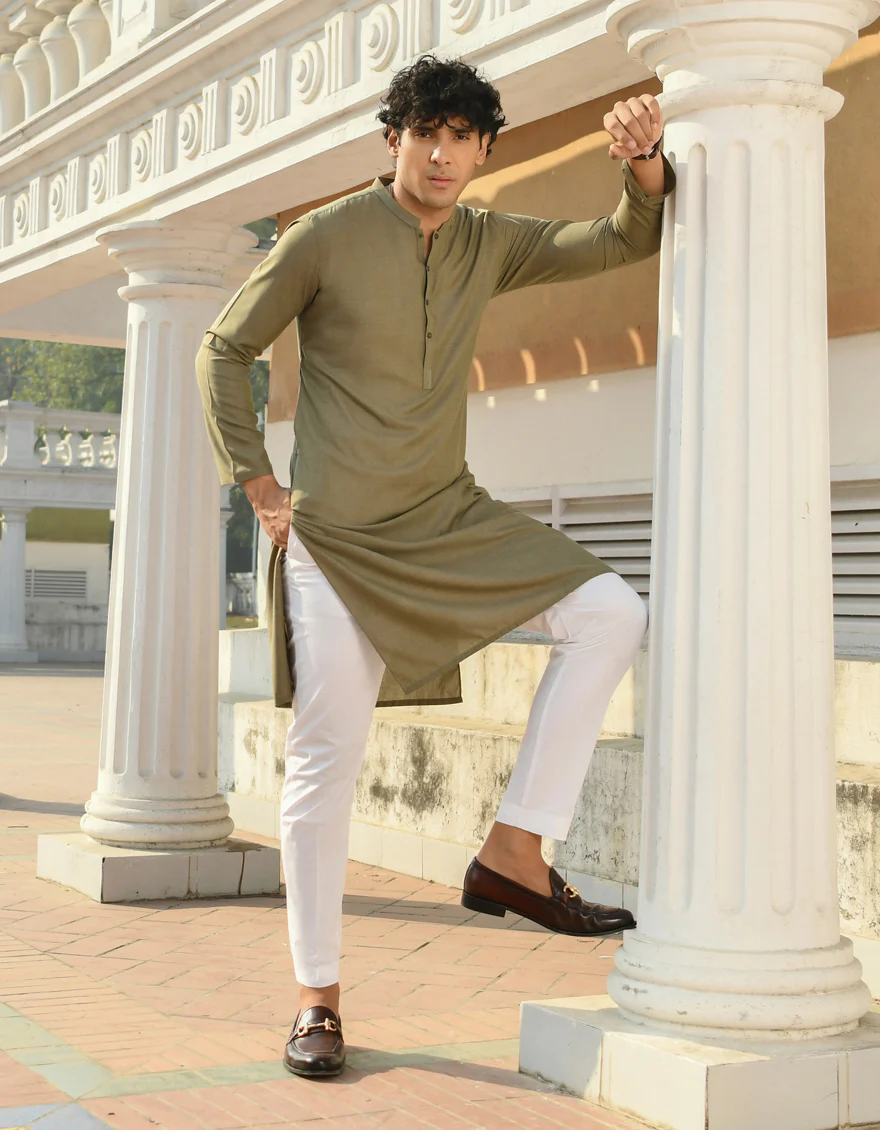 GREEN BLENDED KURTA | JJK-US-43229/A23/JJ8815-CL - Image 2