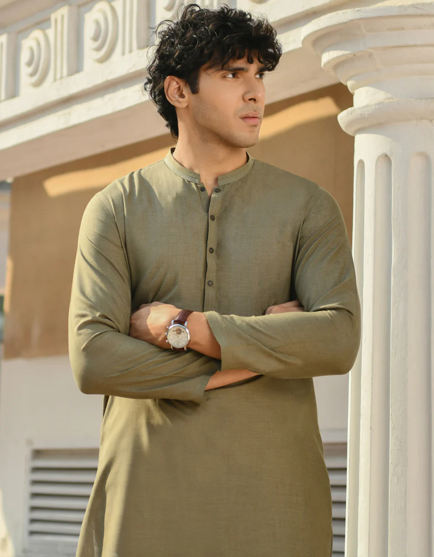 GREEN BLENDED KURTA | JJK-US-43229/A23/JJ8815-CL - Image 3