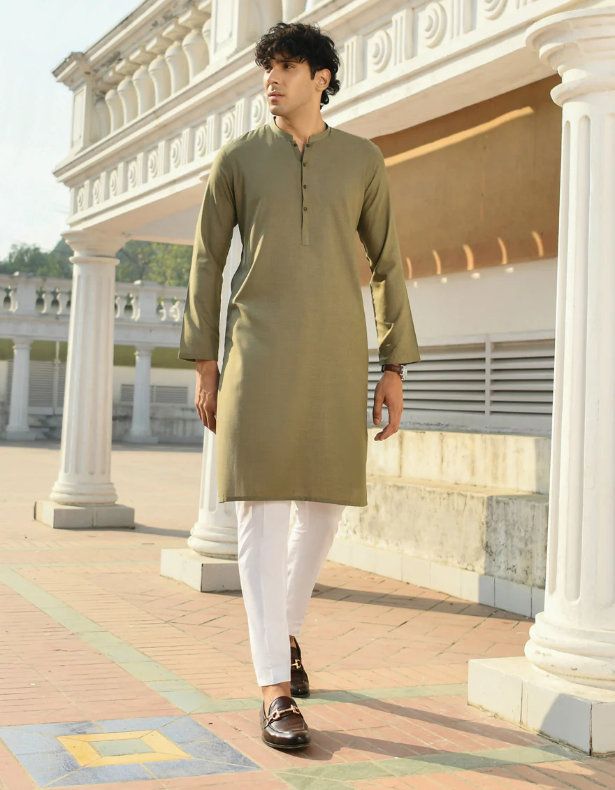 GREEN BLENDED KURTA | JJK-US-43229/A23/JJ8815-CL - Image 4