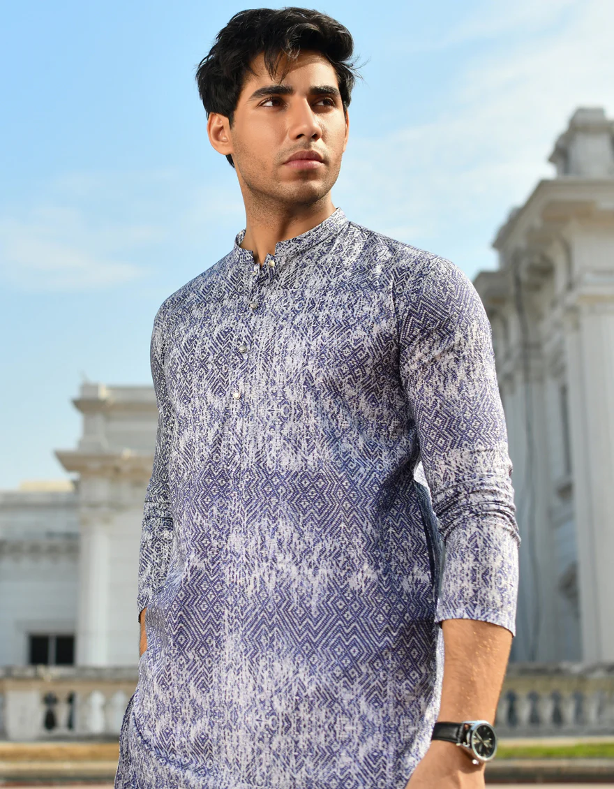 BLUE COTTON KURTA | JJK-US-43254/A23/JJ8771-CL - Image 2