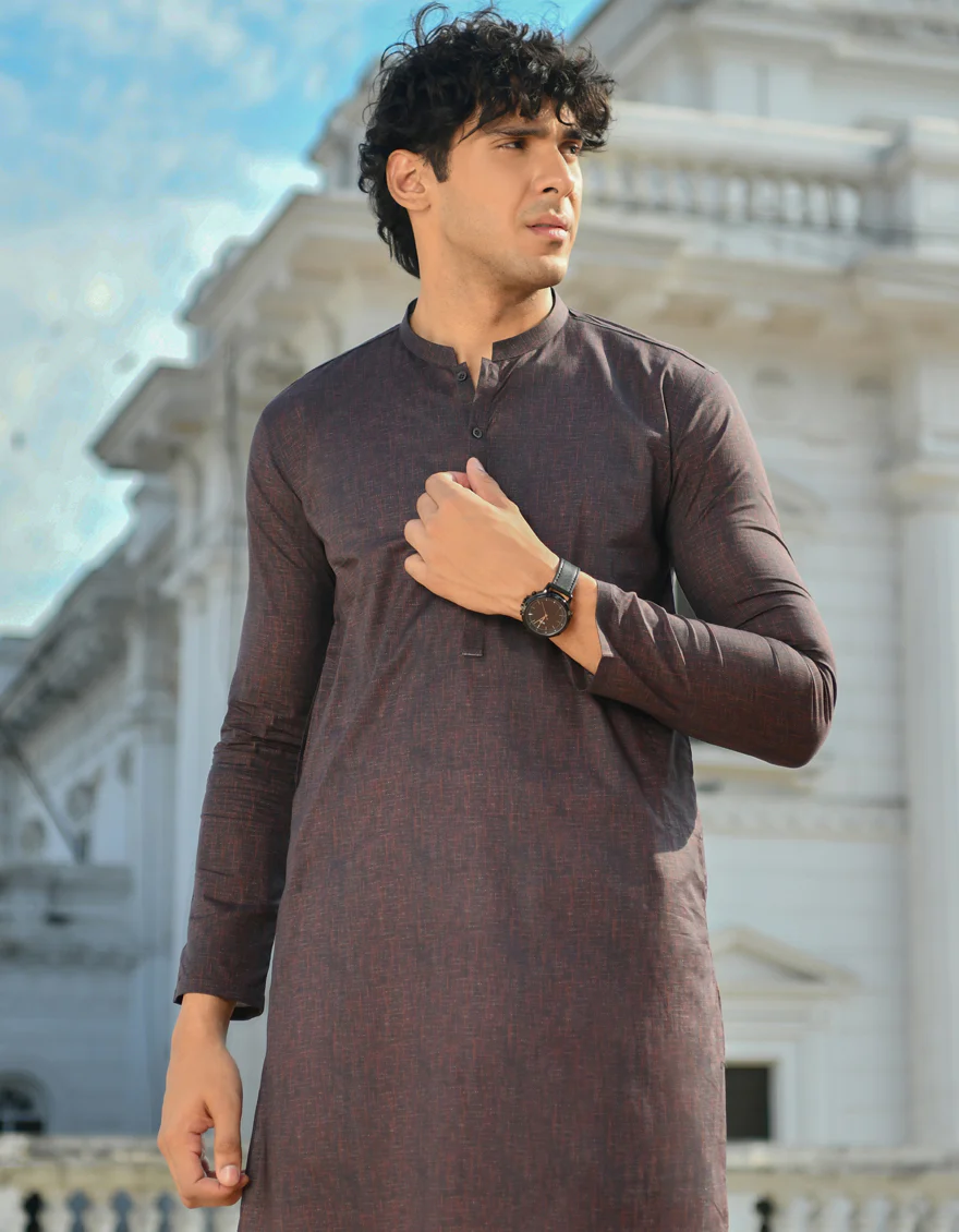 BROWN COTTON KURTA | JJK-US-43255/A23/JJ8771-CL - Image 2