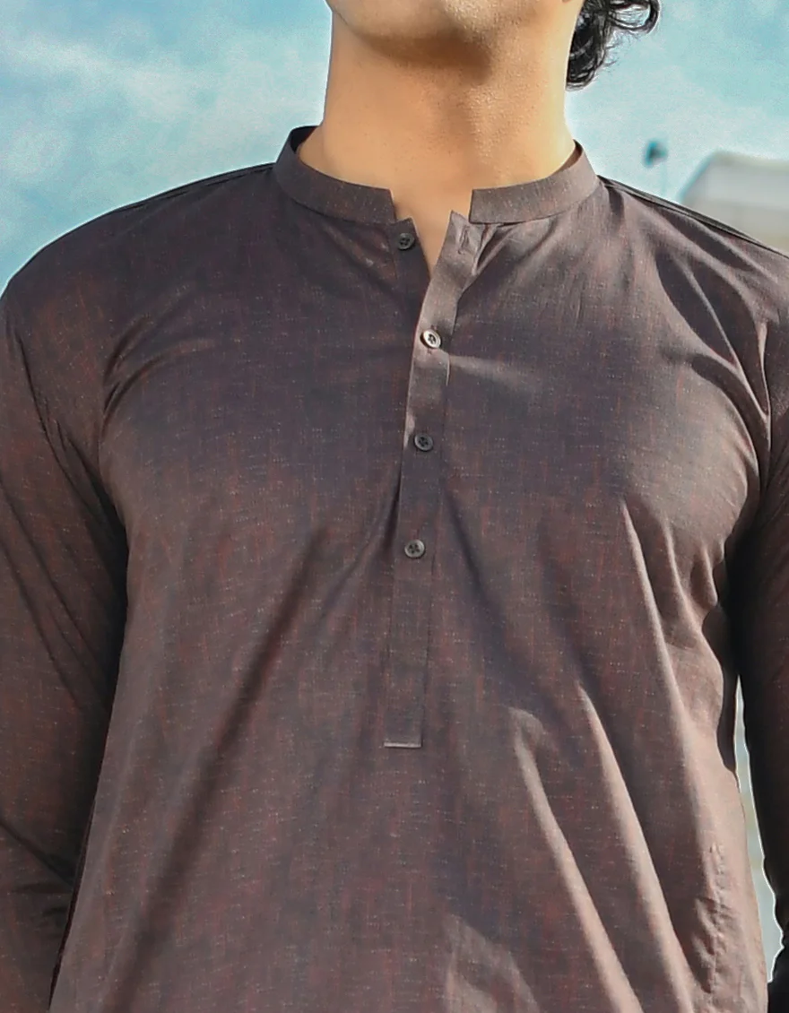 BROWN COTTON KURTA | JJK-US-43255/A23/JJ8771-CL - Image 3
