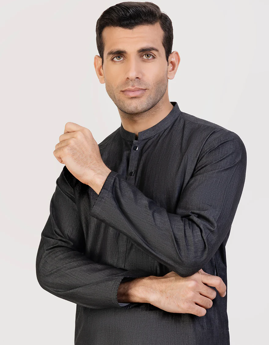 DENIM GREY COTTON KURTA | JJK-US-43286/A23/MF695-CL - Image 2
