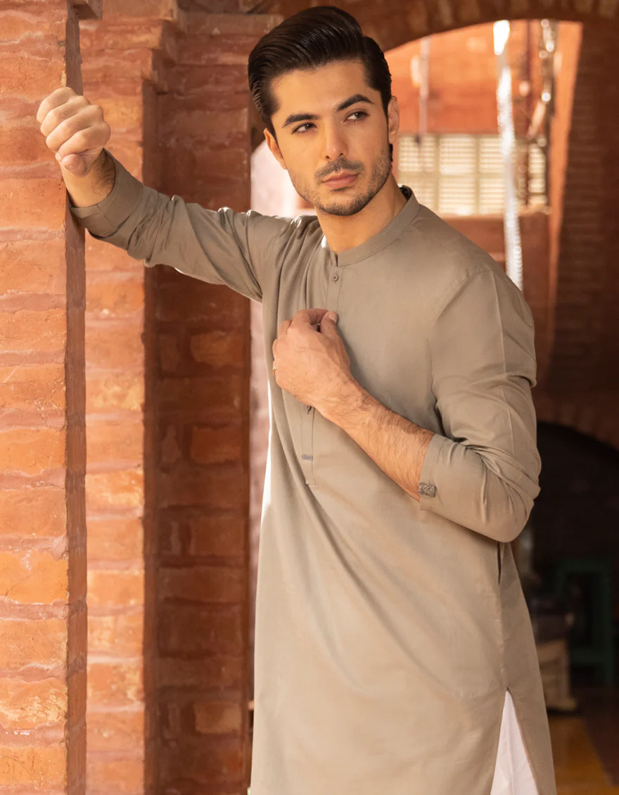 OLIVE GREEN COTTON KURTA | JJK-US-44015/A22/JJ7574-CL - Image 3