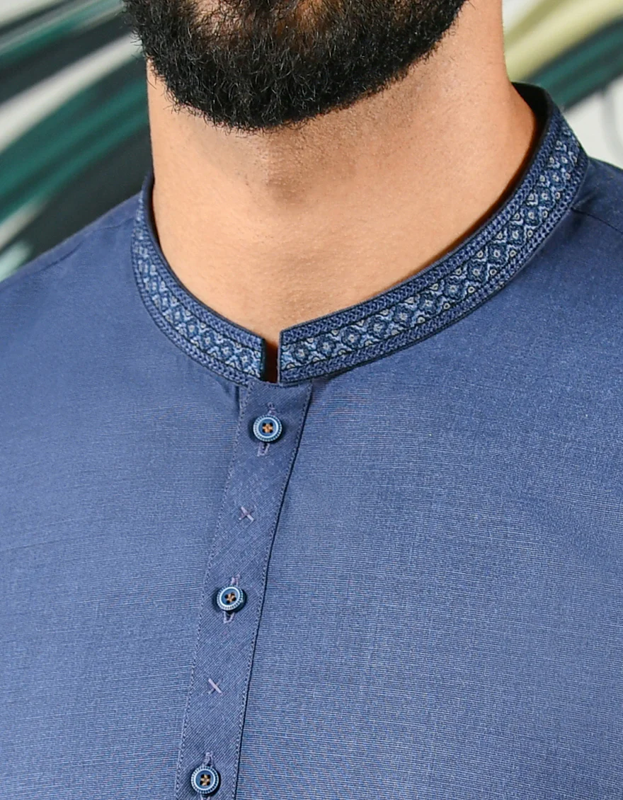 BLUE VISCOSE KURTA | JJK-US-44077/A22/JJ8164-SF - Image 2