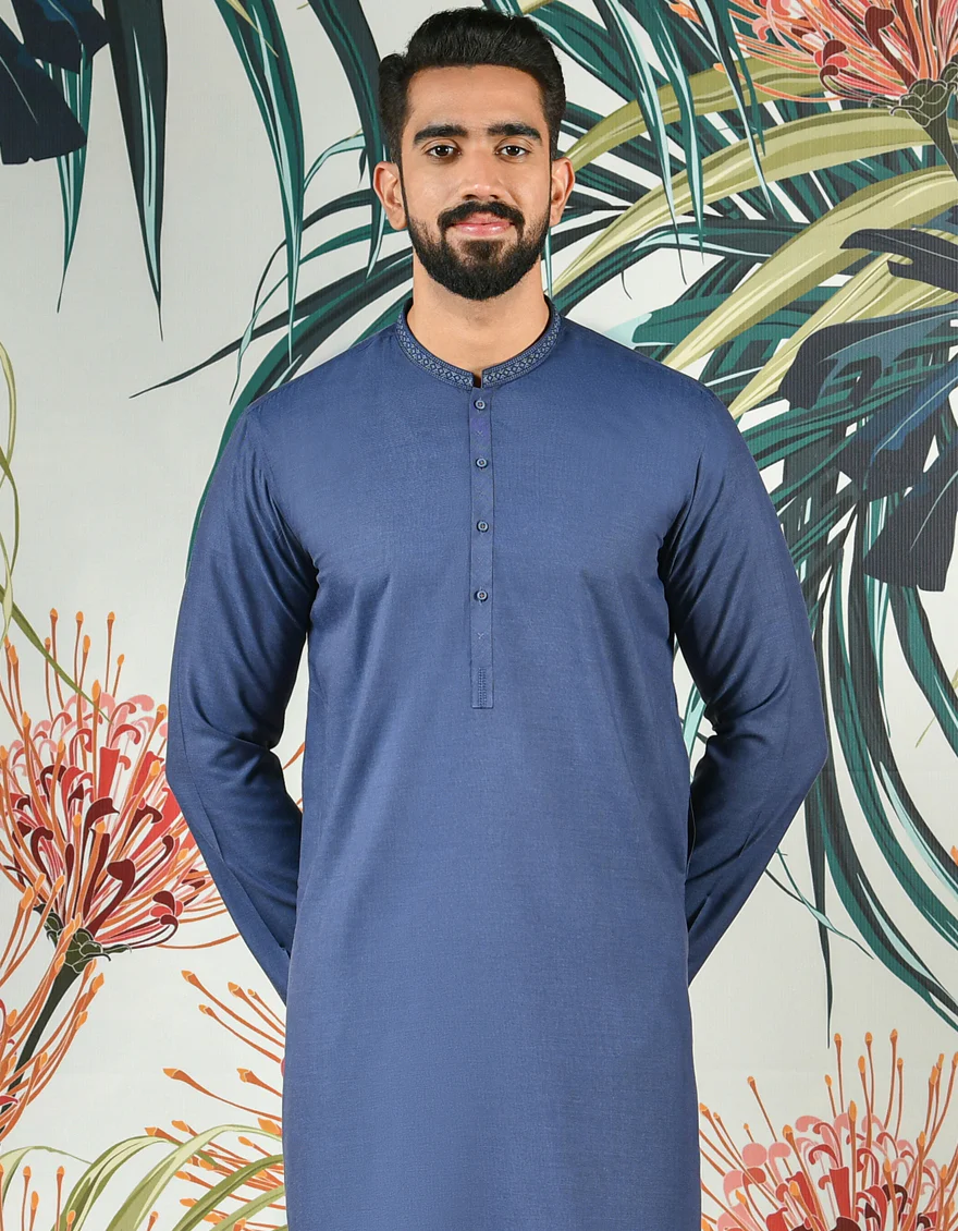 BLUE VISCOSE KURTA | JJK-US-44077/A22/JJ8164-SF - Image 3