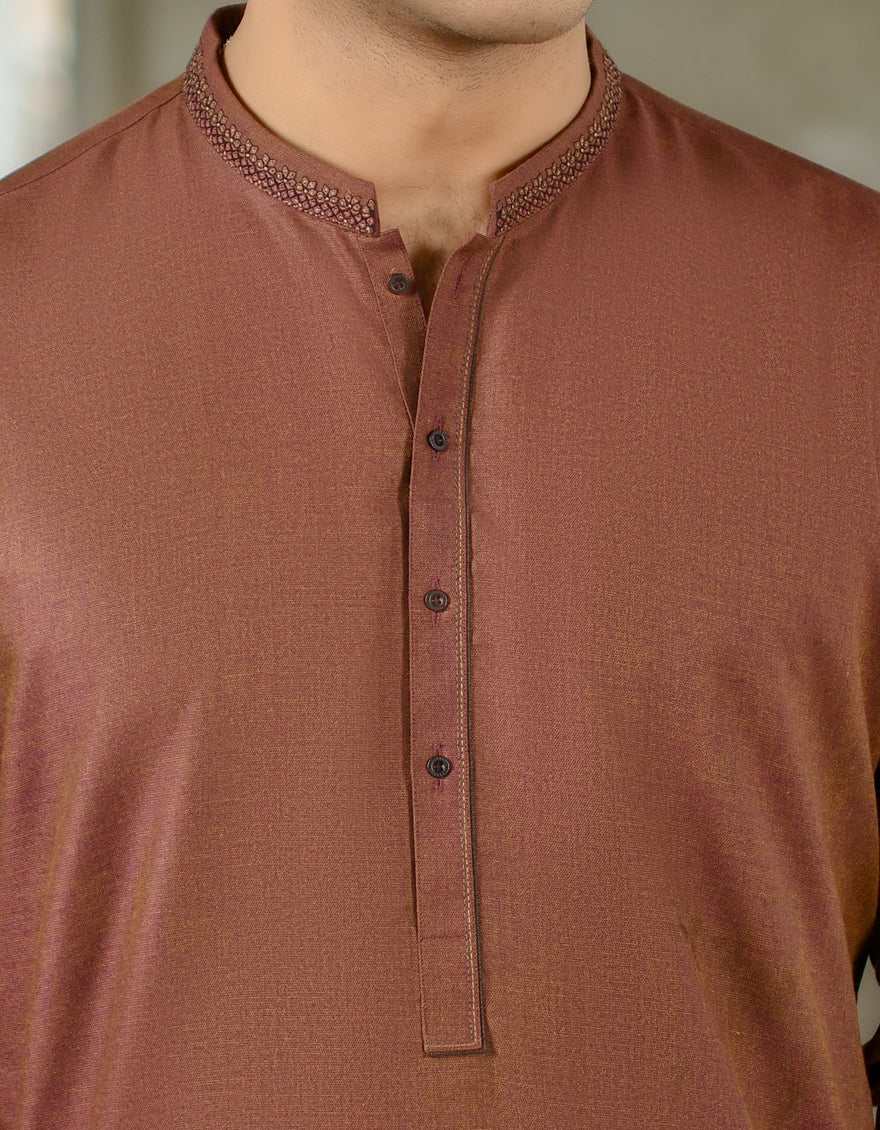 BROWN BLENDED KURTA | JJK-US-44078/S22/JJ8268-SF - Image 2