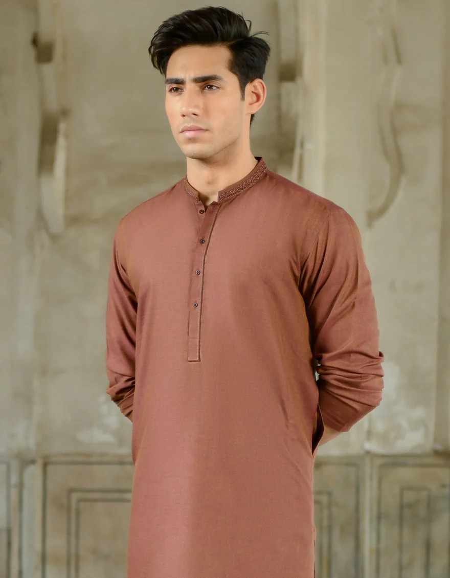 BROWN BLENDED KURTA | JJK-US-44078/S22/JJ8268-SF - Image 3