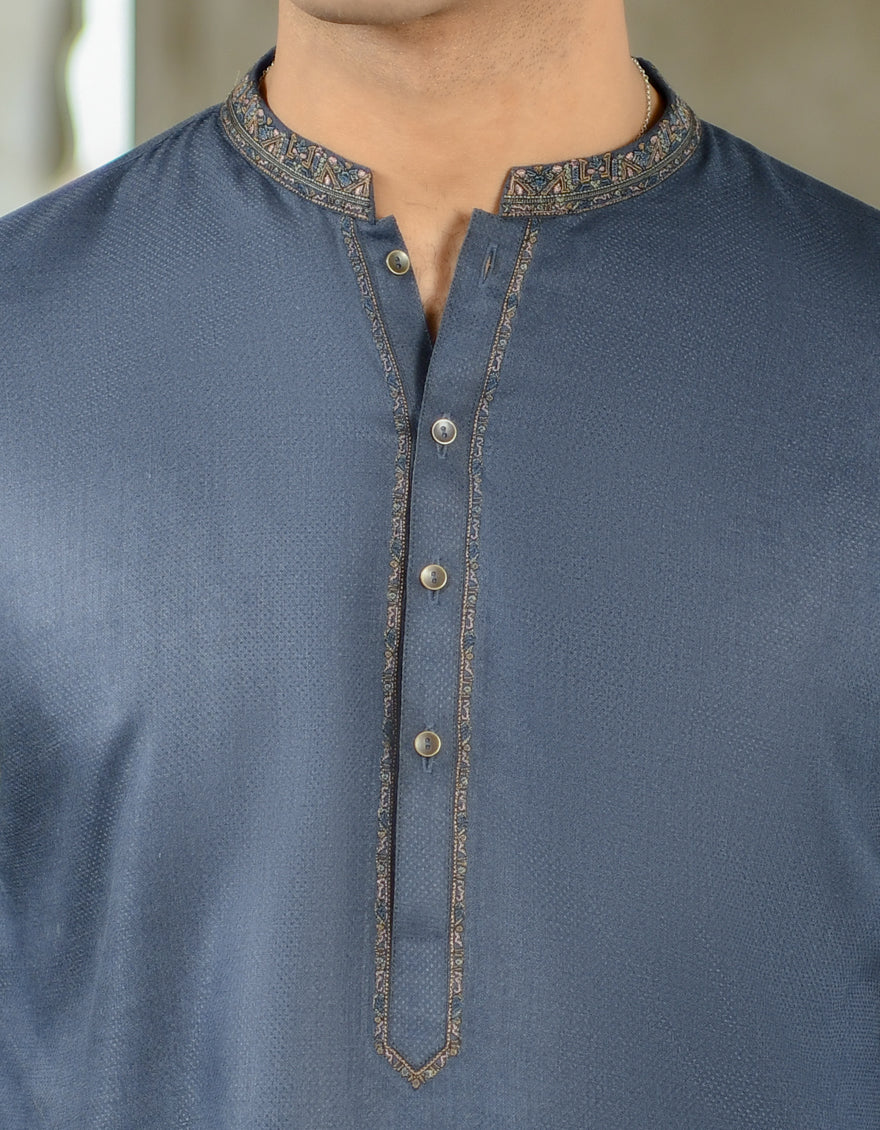 GREYISH BLUE VISCOSE KURTA | JJK-US-44130/A22/JJ8271-SF - Image 3
