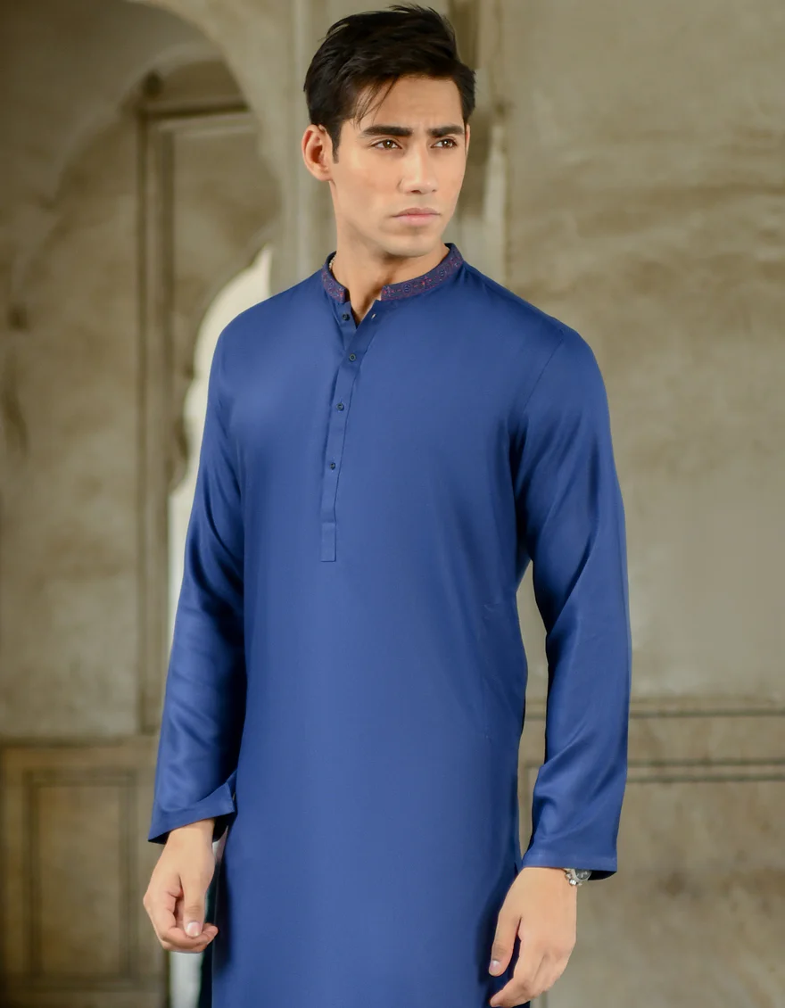 BLUE VISCOSE KURTA | JJK-US-44136/A22/JJ8274-SF - Image 2