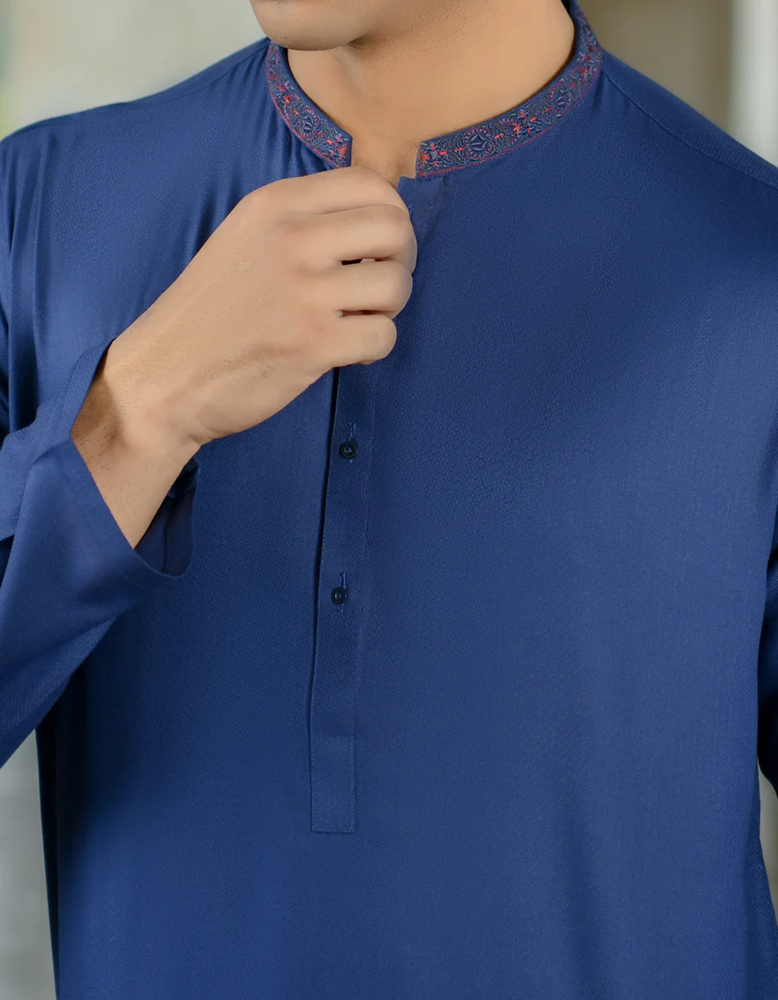 BLUE VISCOSE KURTA | JJK-US-44136/A22/JJ8274-SF - Image 3