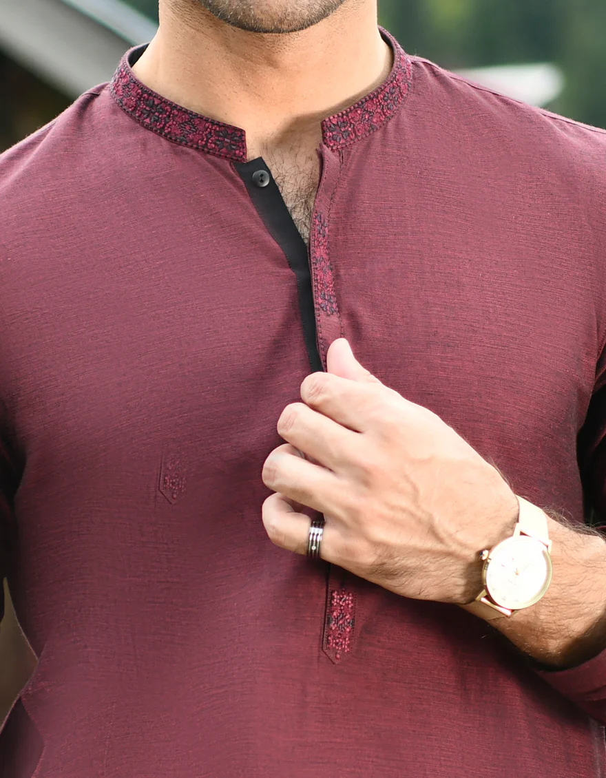 MAROON COTTON KURTA | JJK-US-44139/A22/JJ8411-SF - Image 2