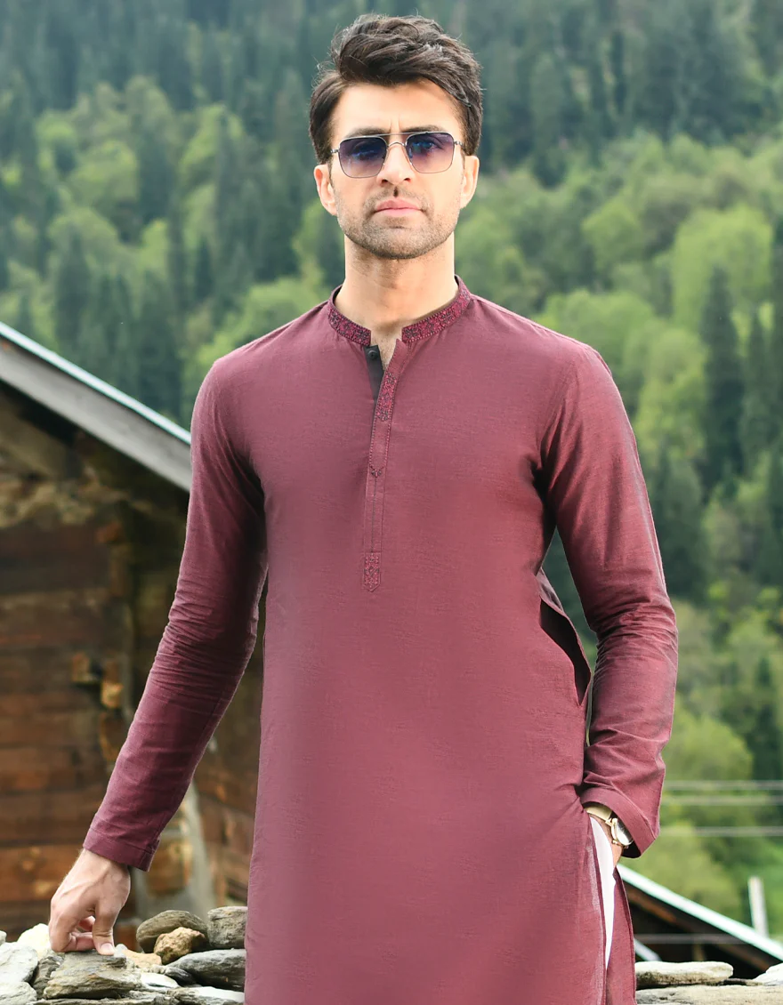 MAROON COTTON KURTA | JJK-US-44139/A22/JJ8411-SF - Image 3