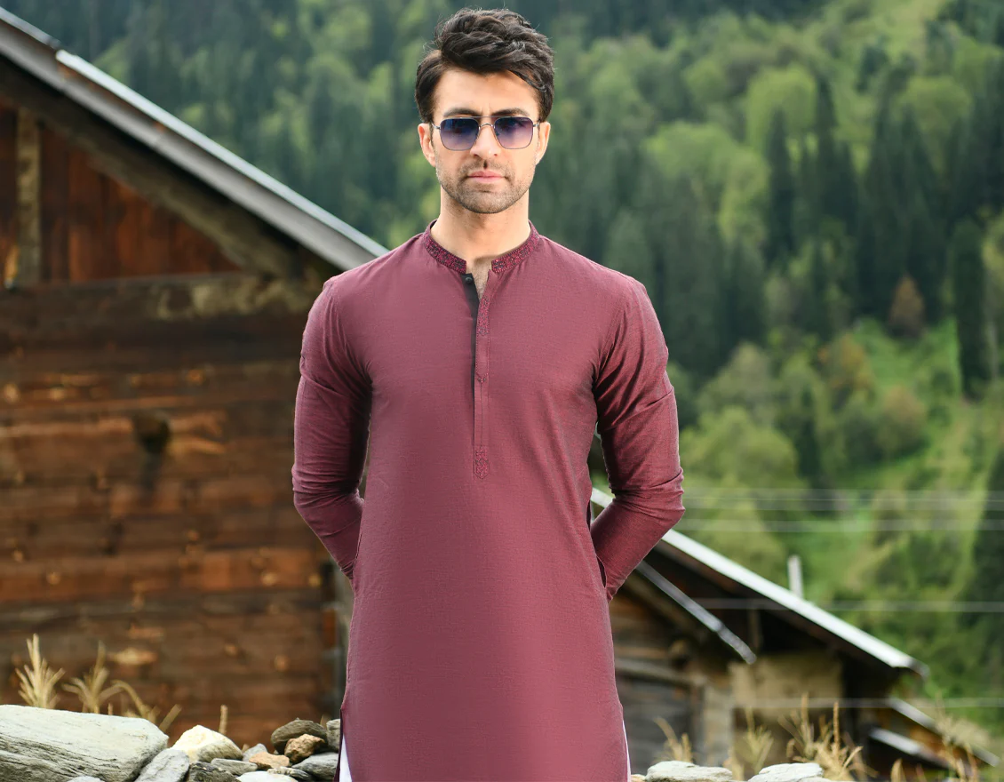 MAROON COTTON KURTA | JJK-US-44139/A22/JJ8411-SF - Image 5