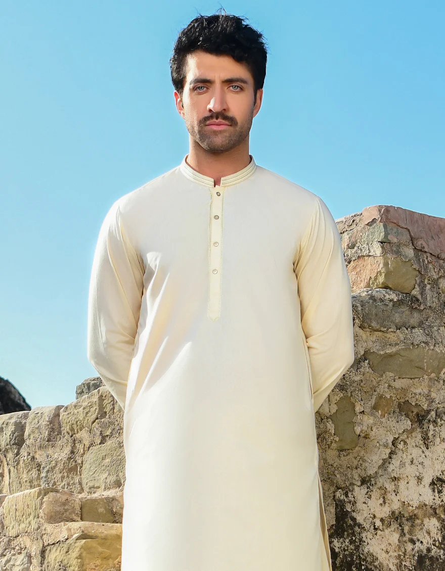 CREAM BLENDED KURTA | JJK-US-44167/A22/JJ8460-SF - Image 2