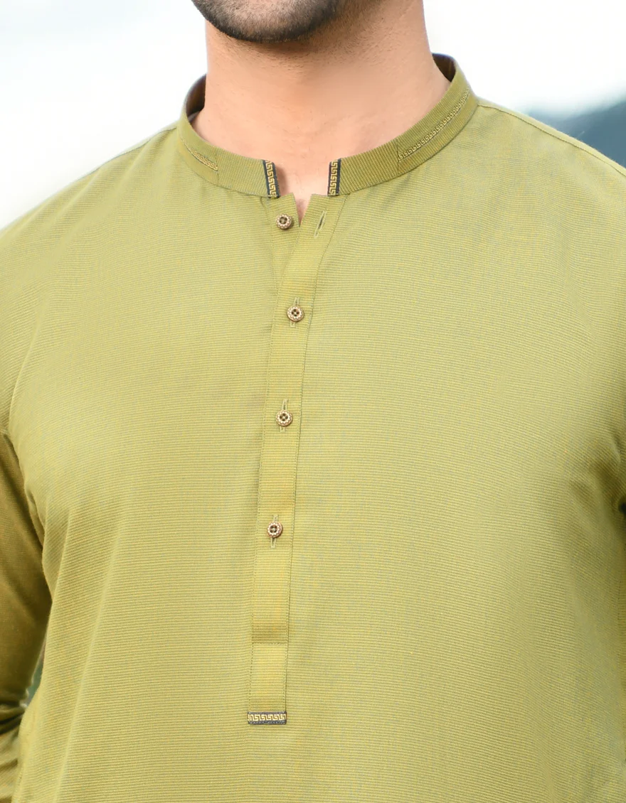 MEHNDI GREEN VISCOSE KURTA | JJK-US-44179/A22/JJ8691-PN - Image 2
