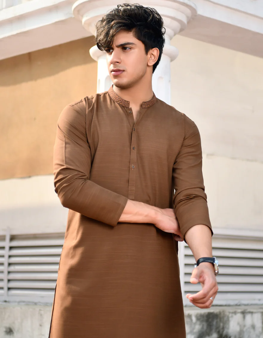 BROWN BLENDED KURTA | JJK-US-44210/A23/JJ8794-SF