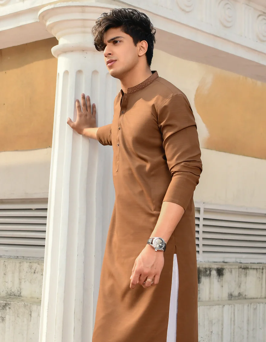 BROWN BLENDED KURTA | JJK-US-44210/A23/JJ8794-SF - Image 2