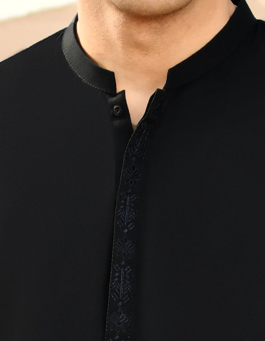 BLACK BLENDED KURTA | JJK-US-44219/A23/JJ8789-SF - Image 2