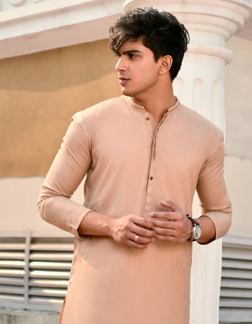 PEACH BLENDED KURTA | JJK-US-44227/A23/JJ8816-SF - Image 2